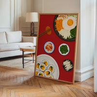 Le tableau accroché en situation dans un intérieur meublé.