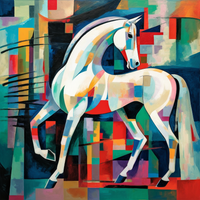 Majestic Horse Trot-Canvas-artwall-20x20 cm-Unframe-Artwall