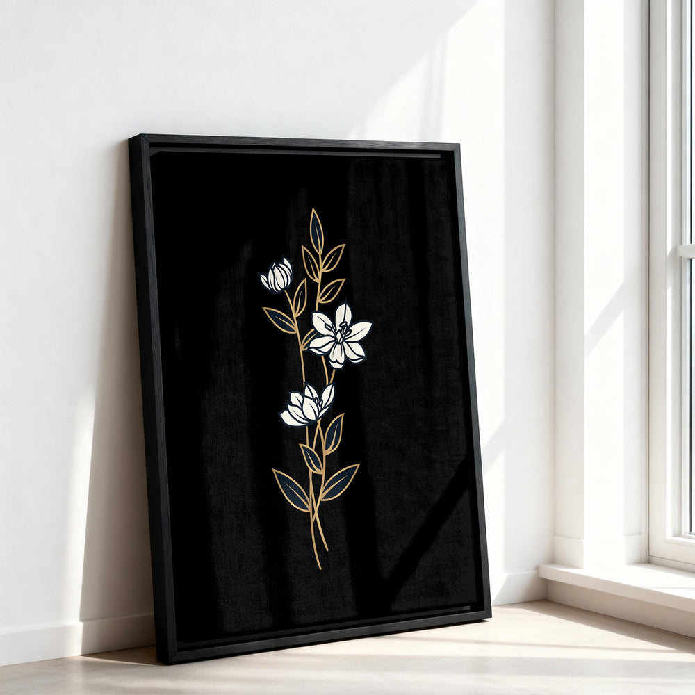 Le tableau accroché en situation dans un intérieur meublé.