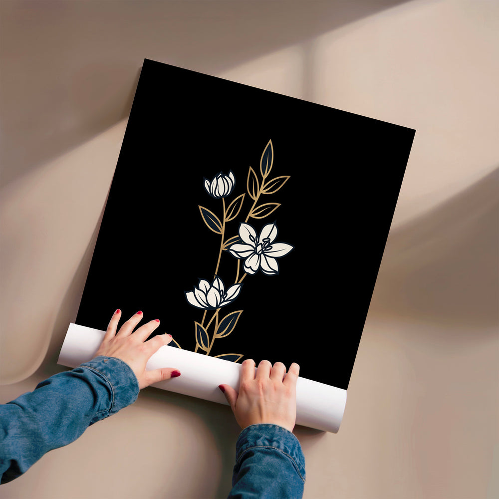 L'impression présentée en poster, sans encadrement, sur un mur neutre.