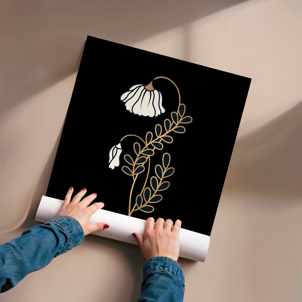 L'impression présentée en poster, sans encadrement, sur un mur neutre.