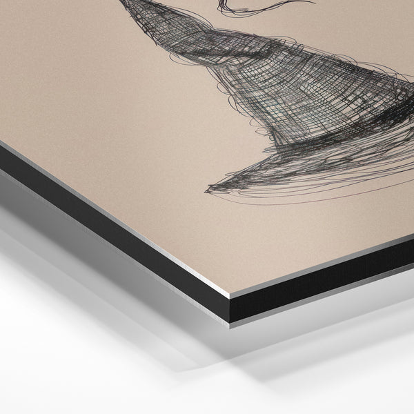 Chapeau de sorcière, dessin au trait noir et blanc épuré — Aluminium Dibond