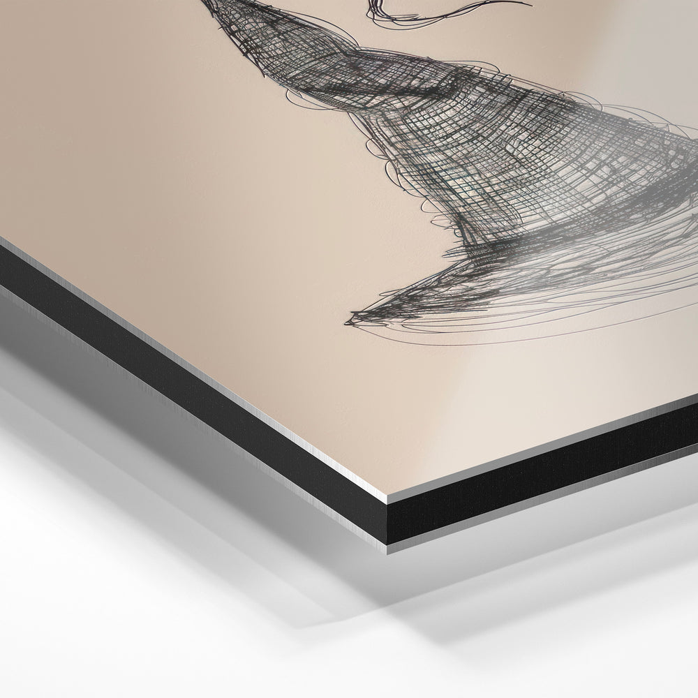 Gros plan du relief : la surépaisseur d'encre en lumière rasante sur aluminium Dibond.