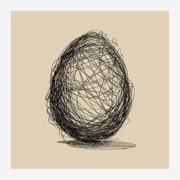 Œuf abstrait line art minimaliste noir et beige — Toile sur châssis