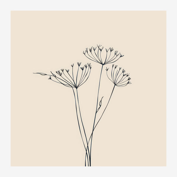 Fleurs minimalistes au trait noir et beige — Toile sur châssis