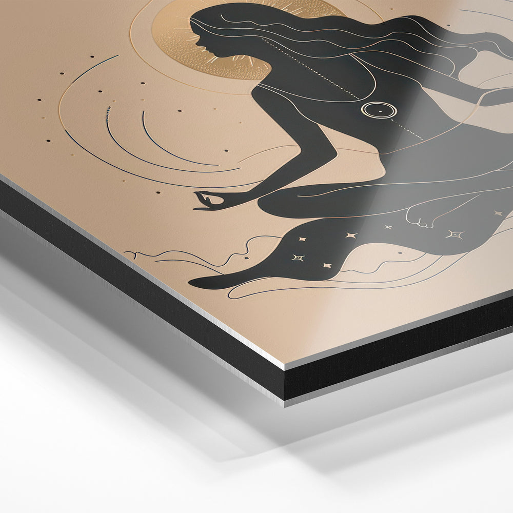 Gros plan du relief : la surépaisseur d'encre en lumière rasante sur aluminium Dibond.