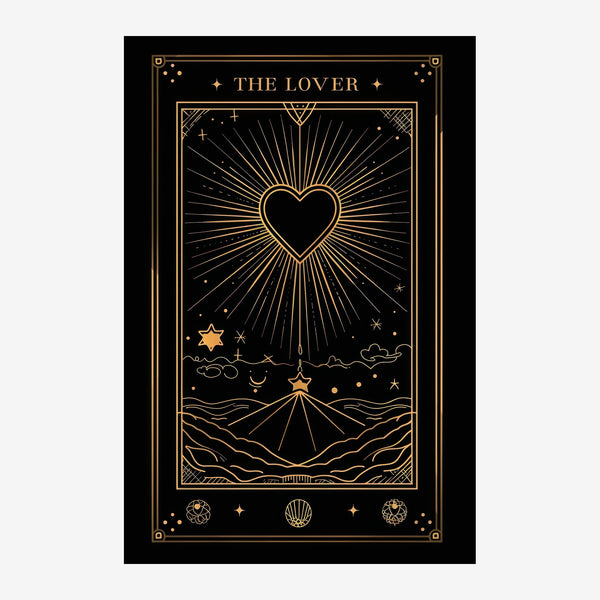 L'Amoureux - Tarot ésotérique noir et or — Toile sur châssis