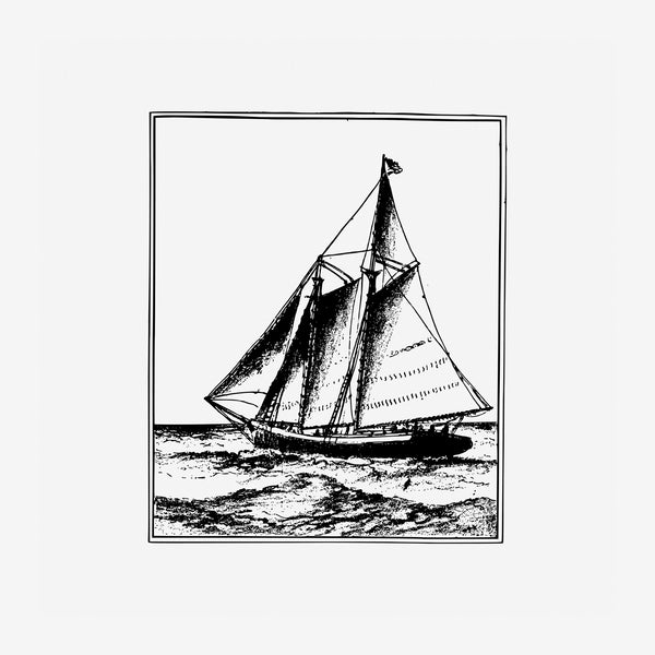 Voilier noir et blanc, affiche marine vintage — Toile sur châssis