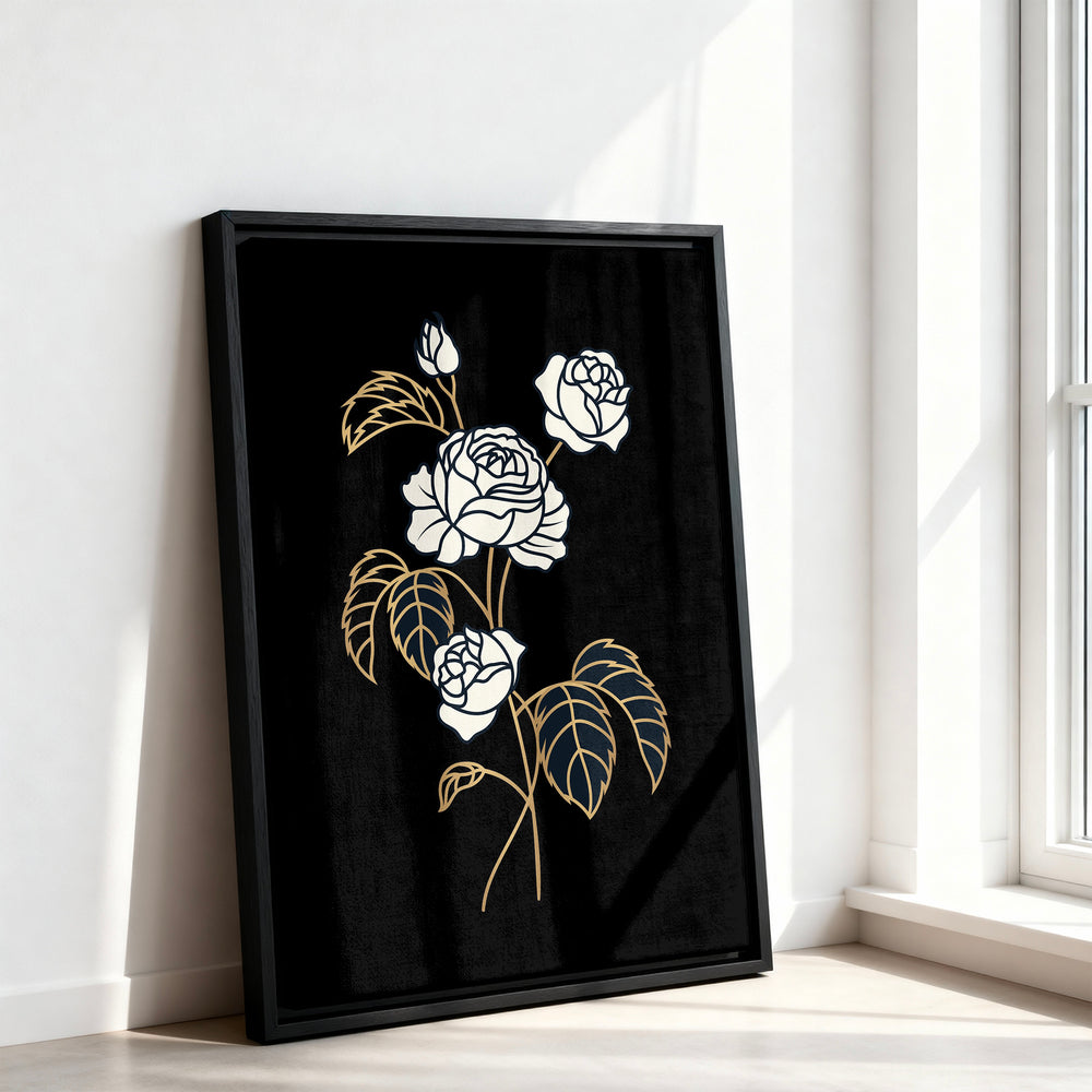 Le tableau accroché en situation dans un intérieur meublé.