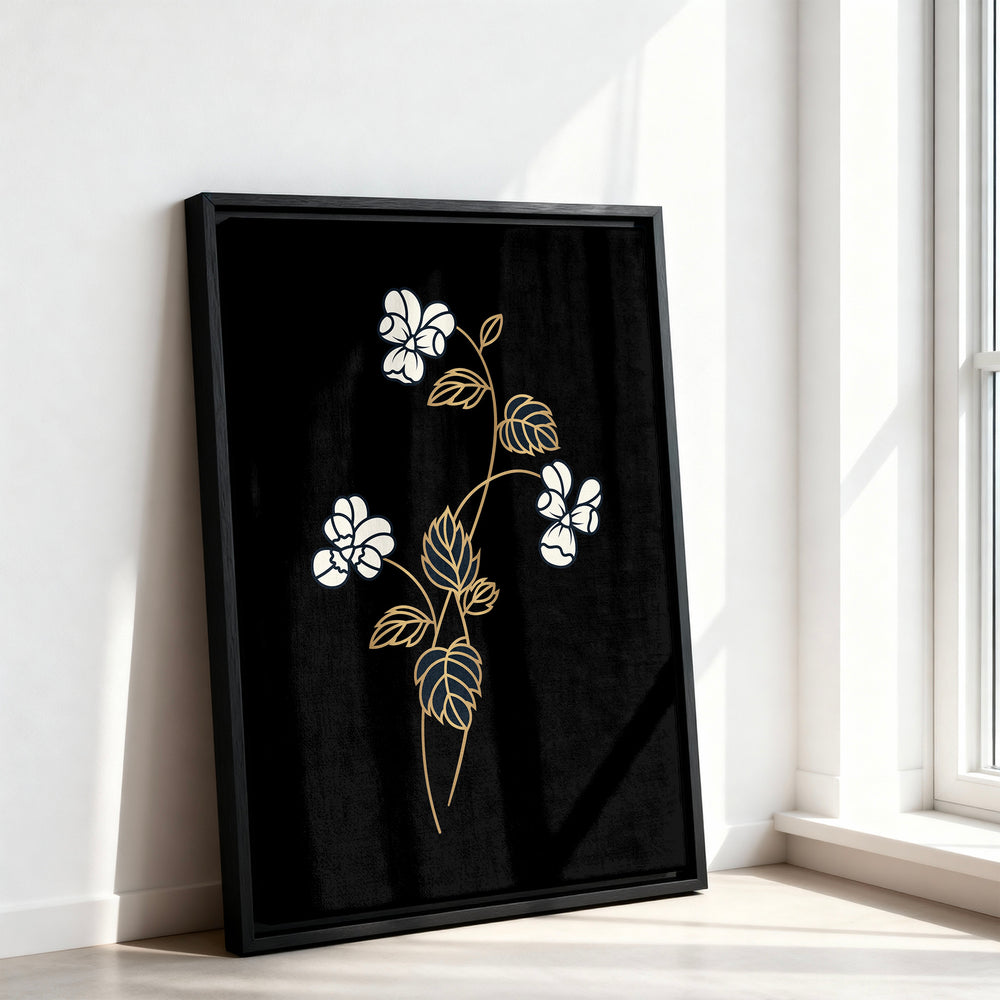 Le tableau accroché en situation dans un intérieur meublé.