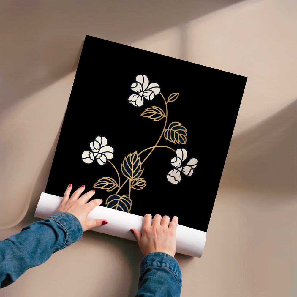 L'impression présentée en poster, sans encadrement, sur un mur neutre.