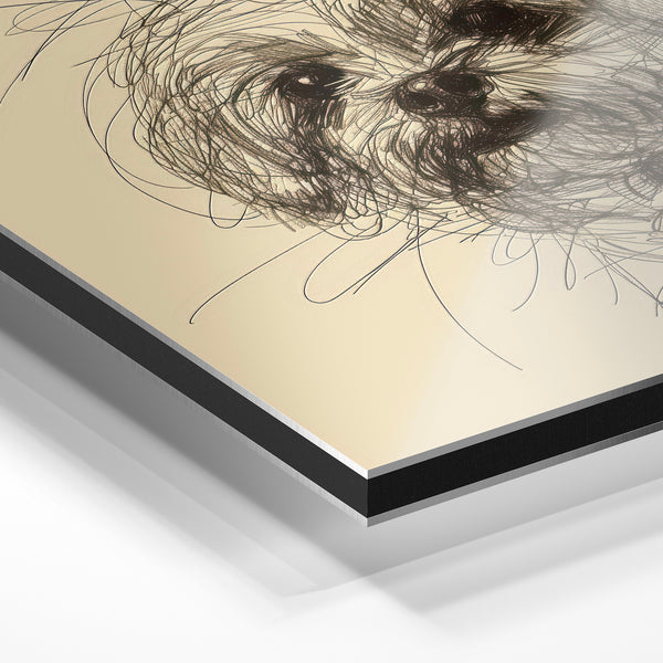 Portrait de chien en line art minimaliste — Aluminium Dibond relief 3D