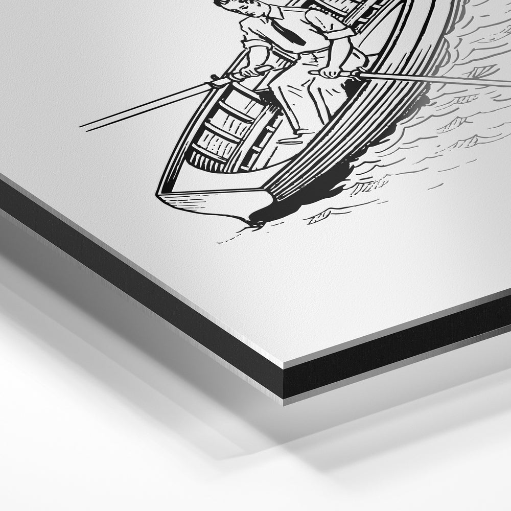Gros plan du relief : la surépaisseur d'encre en lumière rasante sur aluminium Dibond.