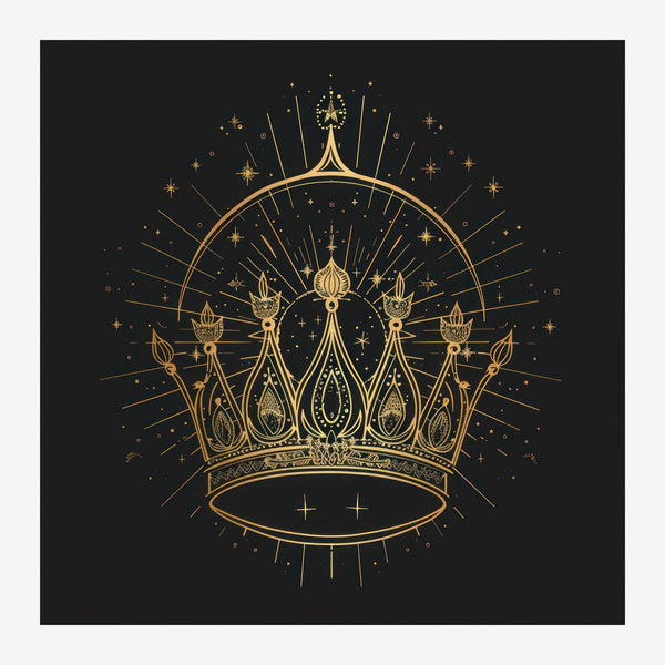 Couronne dorée et halo – Art déco noir et or — Toile sur châssis