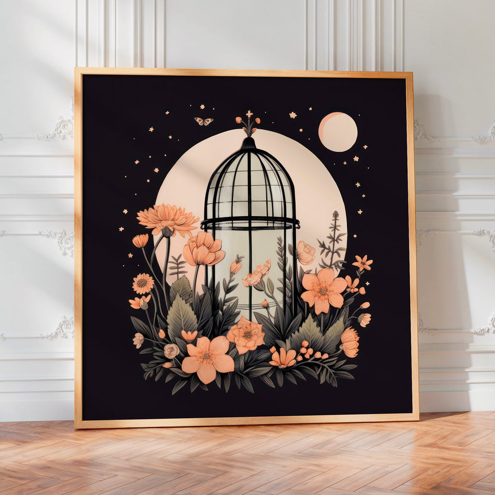 Le tableau accroché en situation dans un intérieur meublé.