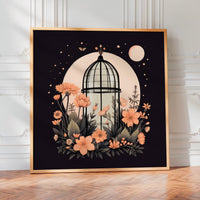 Le tableau accroché en situation dans un intérieur meublé.