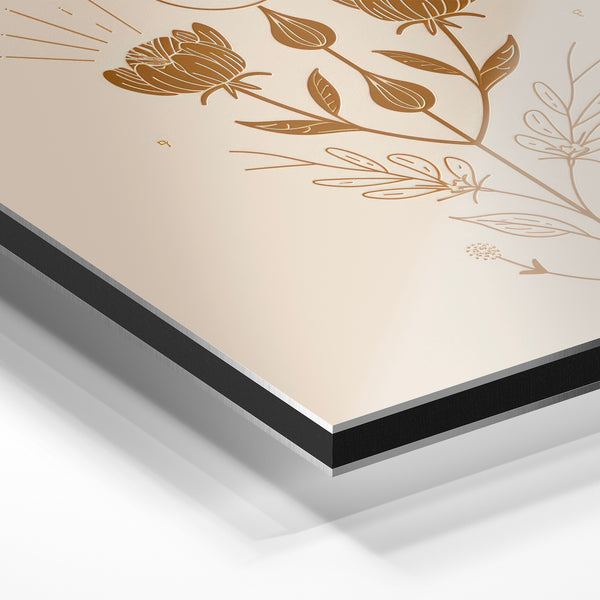 Plante botanique minimaliste beige et marron — Aluminium Dibond relief 3D