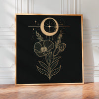 Le tableau accroché en situation dans un intérieur meublé.