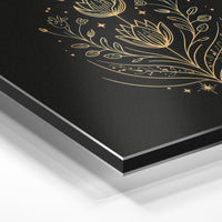 Gros plan de la matière : le tirage contrecollé sur aluminium Dibond mat, tranche visible.