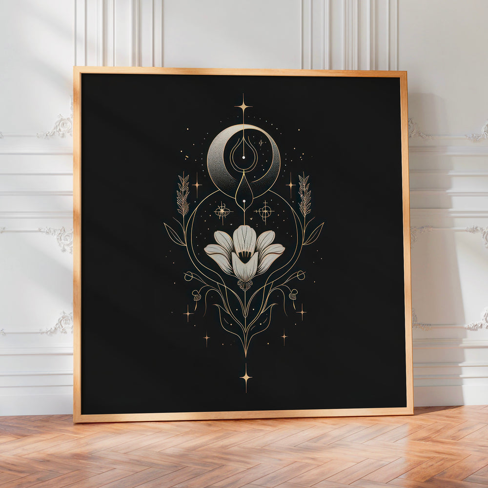 Le tableau accroché en situation dans un intérieur meublé.