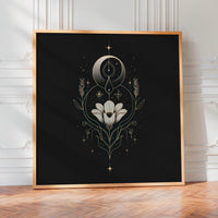 Le tableau accroché en situation dans un intérieur meublé.