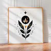 Le tableau accroché en situation dans un intérieur meublé.