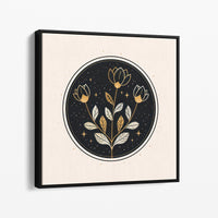 Le tirage encadré d'une caisse américaine noire, vu de trois quarts contre un mur clair.