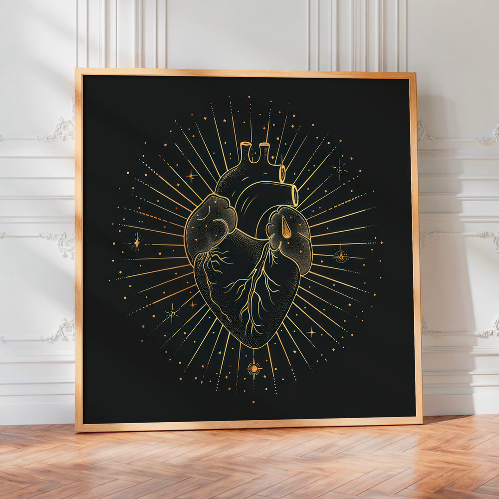 Le tableau accroché en situation dans un intérieur meublé.