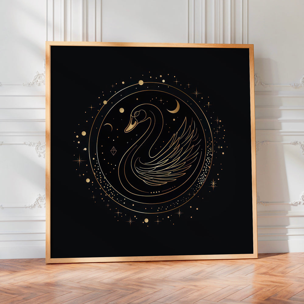 Le tableau accroché en situation dans un intérieur meublé.