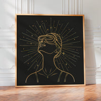 L'impression présentée en poster, sans encadrement, sur un mur neutre.