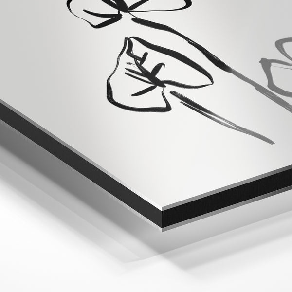Trois feuilles épurées - Line art minimaliste — Aluminium Dibond relief 3D