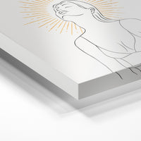 Gros plan de la matière : le tirage sous verre acrylique, tranche transparente visible.