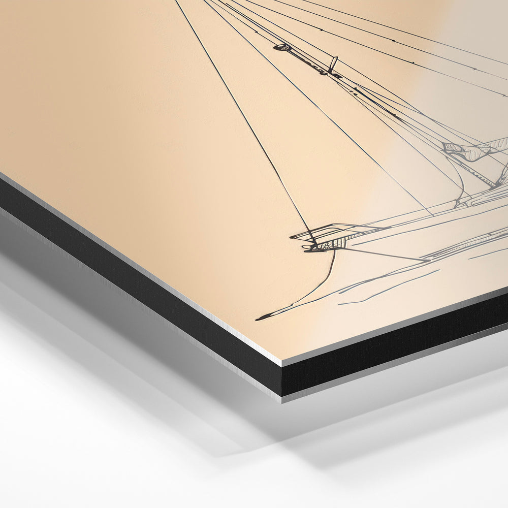 Gros plan du relief : la surépaisseur d'encre en lumière rasante sur aluminium Dibond.