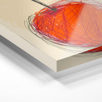 Gros plan de la matière : le tirage sous verre acrylique, tranche transparente visible.