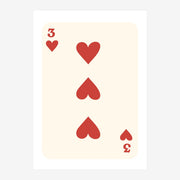 Carte trois de cœur minimaliste rouge et beige