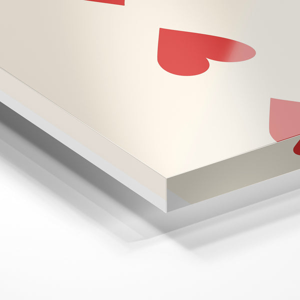 Carte trois de cœur minimaliste rouge et beige — Verre acrylique