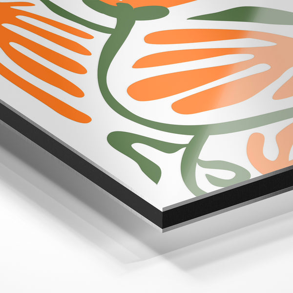Fleurs de souci minimalistes, style bohème — Aluminium Dibond relief 3D