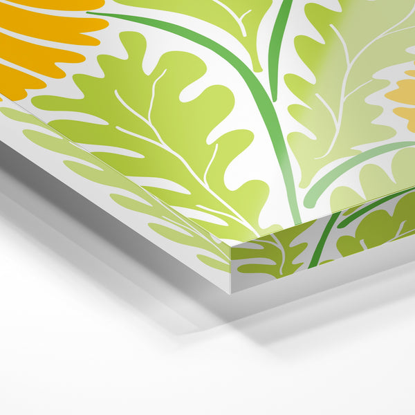 Fleurs géométriques jaune, orange et vert — Verre acrylique