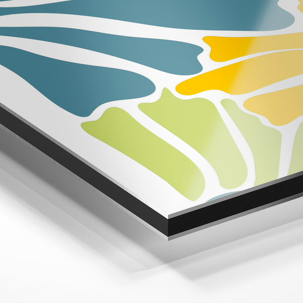 Composition abstraite bleu, jaune et vert — Aluminium Dibond relief 3D