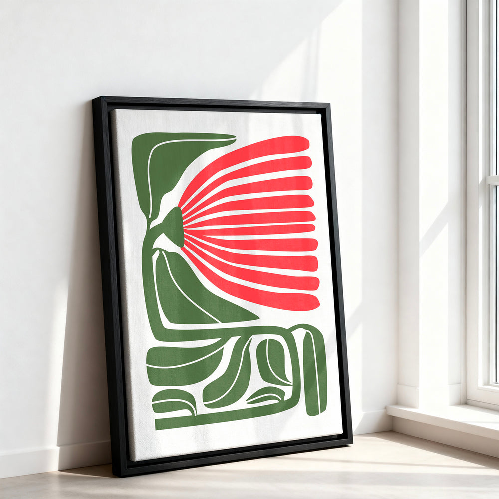 Le tableau accroché en situation dans un intérieur meublé.