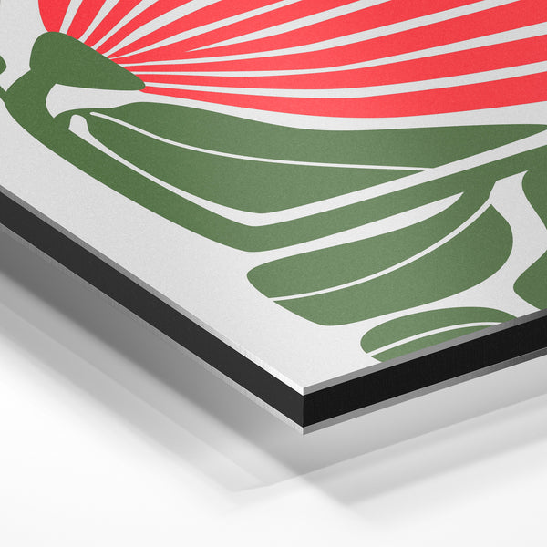 Fleur géométrique rouge et vert art deco — Aluminium Dibond