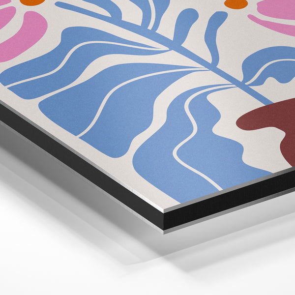 Fleurs abstraites rose et bleu dans un vase — Aluminium Dibond