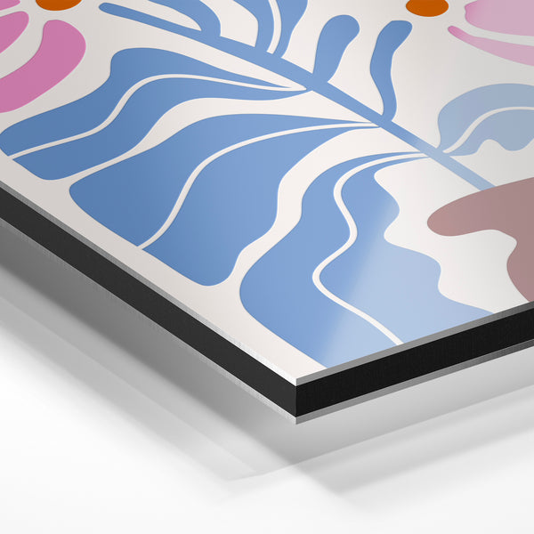 Fleurs abstraites rose et bleu dans un vase — Aluminium Dibond relief 3D