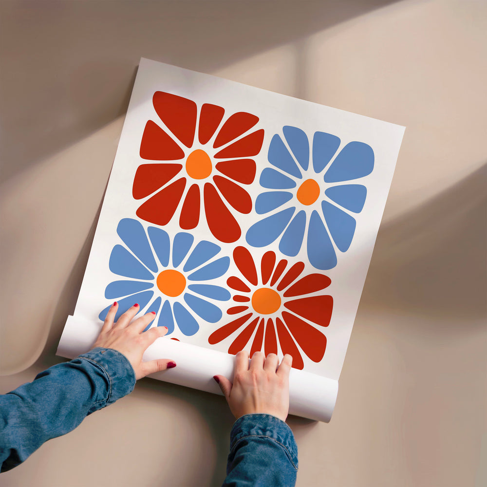 L'impression présentée en poster, sans encadrement, sur un mur neutre.