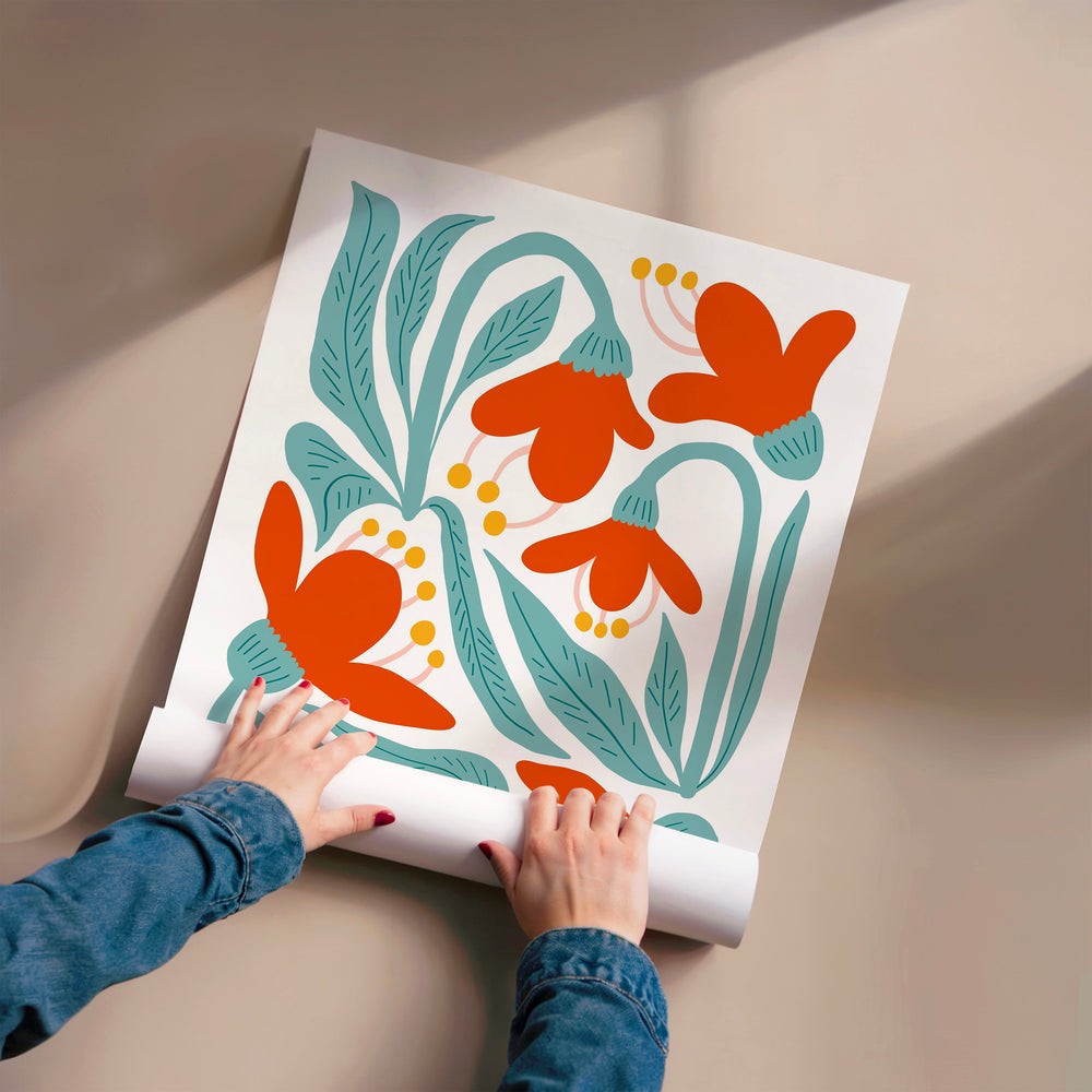 L'impression présentée en poster, sans encadrement, sur un mur neutre.