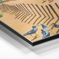 Gros plan de la matière : le tirage contrecollé sur aluminium Dibond mat, tranche visible.