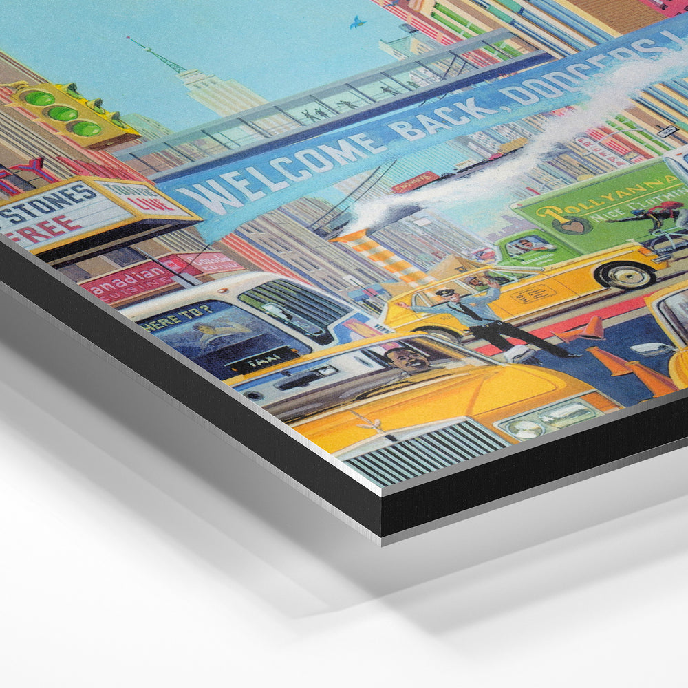 Gros plan de la matière : le tirage contrecollé sur aluminium Dibond mat, tranche visible.
