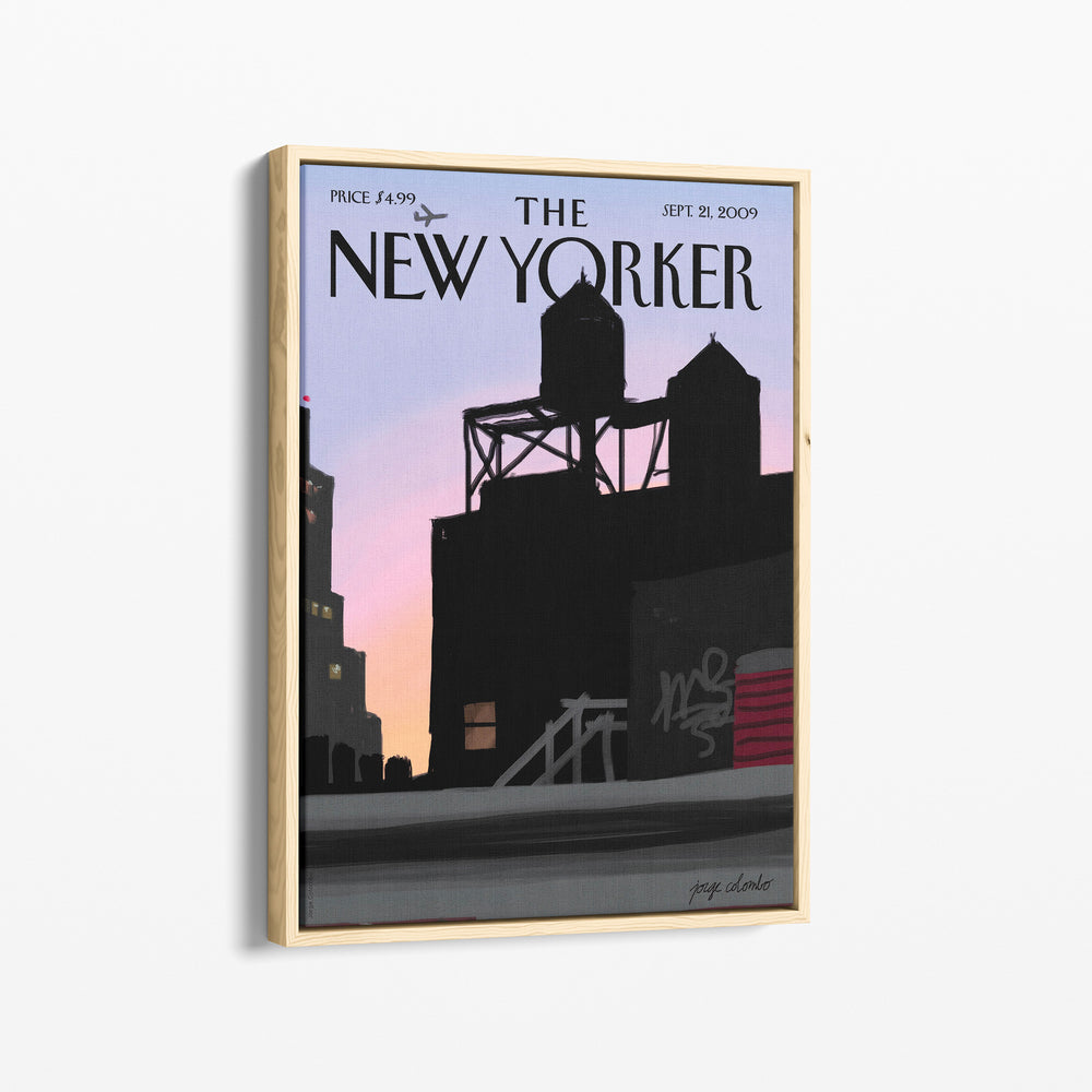 Le tirage encadré d'une caisse américaine en bois, vu de trois quarts contre un mur clair.