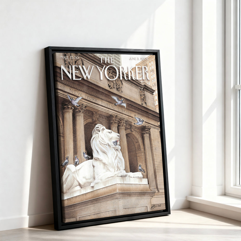 Le tableau accroché en situation dans un intérieur meublé.