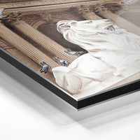Gros plan du relief : la surépaisseur d'encre en lumière rasante sur aluminium Dibond.